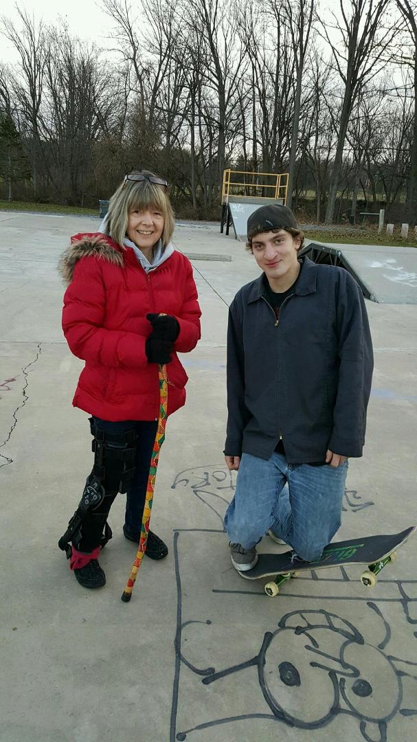Bobbi Luce ,Matt Leonard at the skatepark in HF in Winter