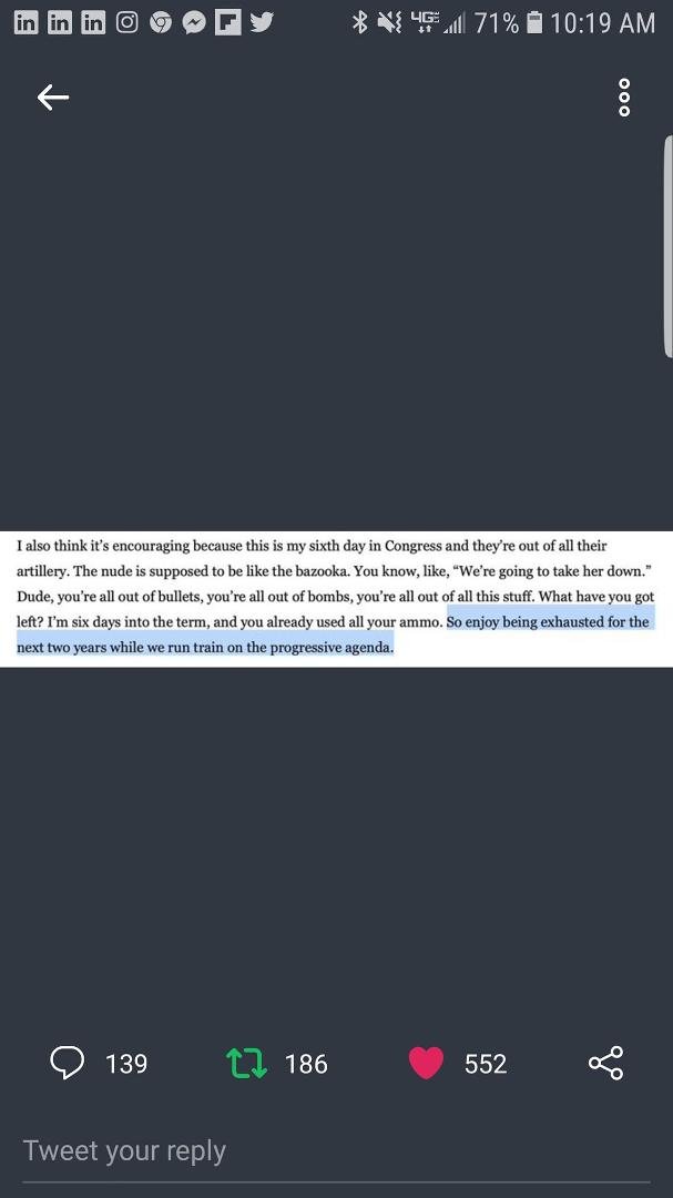 Here's your daily dose of AOC.
Raise your hand if you thought you'd live to witness a member of Congress use that language in public.