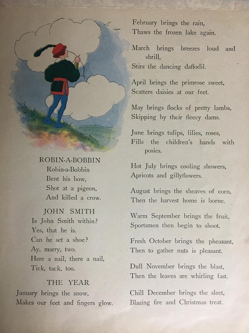 Helen bought a picture frame at a yard sale and this was on the backside of the photo which was in the frame.
The best we can tell is the picture and these verses were probably out of an old school library book? 
Only guess