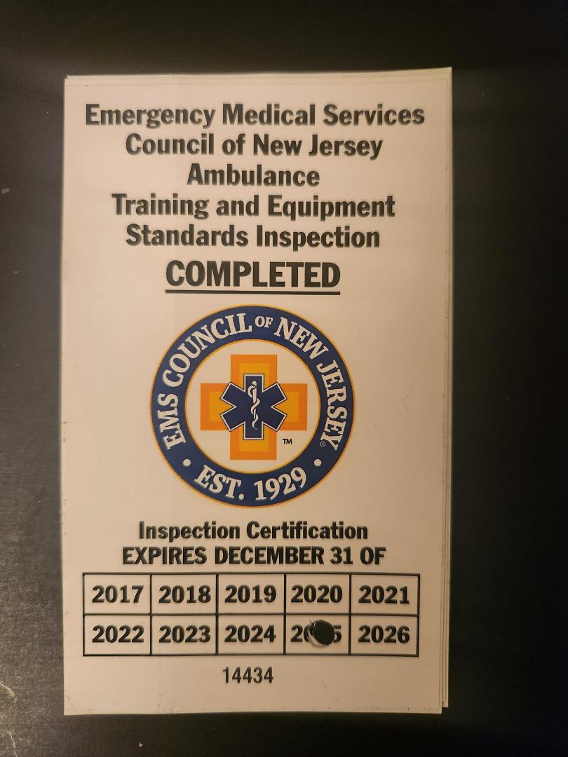 The Vailsburg Rescue Squad is incredibly grateful to the members of the EMS Council of New Jersey, who took time out of their busy schedules to come and inspect our ambulance tonight. We are also grateful to all of the squa