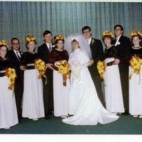 That's Cookie Schatz all the way on the left with Danny right next to her. Karen Daniels, John Carlin, Peggy Marguerite Scannell Carlin, Jan & Kev, Rose Travers Rafti, George Carlin, and Lynn Carlin Gibson.  Our wedding, Oc