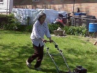 Still mowin her own lawn at 86!!