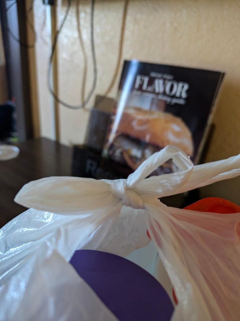 I very recently figured out how to tie these bags the way they do with Chinese takeout! So much easier to untie. 😀