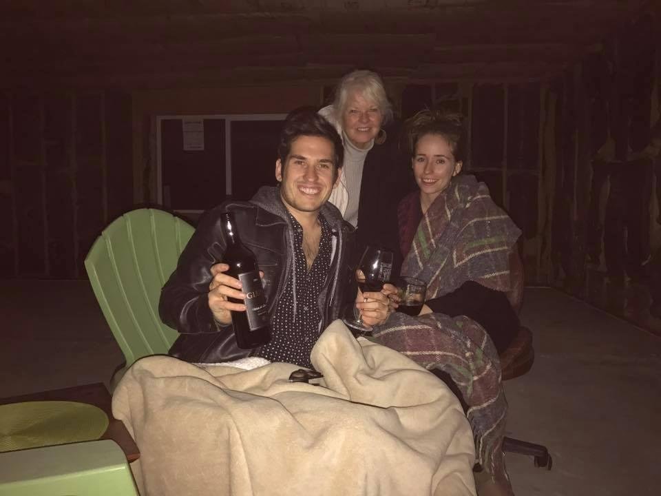 First evening having a glass of wine in the living room. It is cold, but the wine helps! 🍷🍷🍷😬