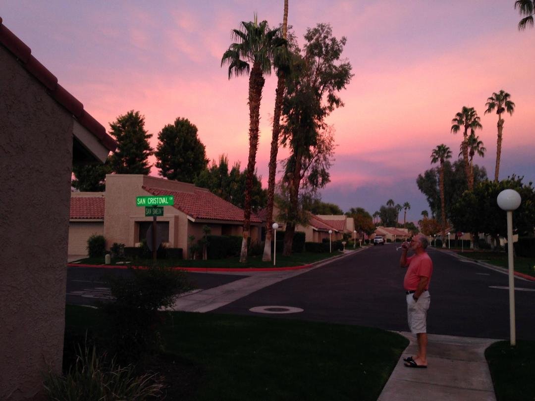Enjoyed a beautiful Palm Desert sunset. Had to toast it.
