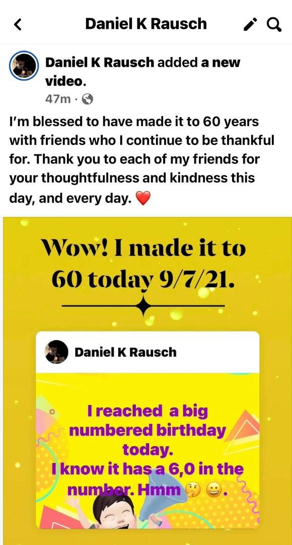 Daniel Rausch's album, 60th birthday 9/7/21