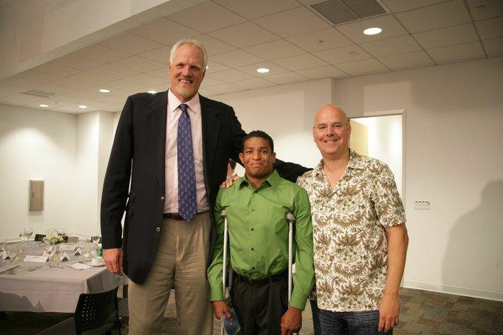 Former NBA Star, Mark Eaton. Current ASU Wrestling Star, Anthony Robles and me.