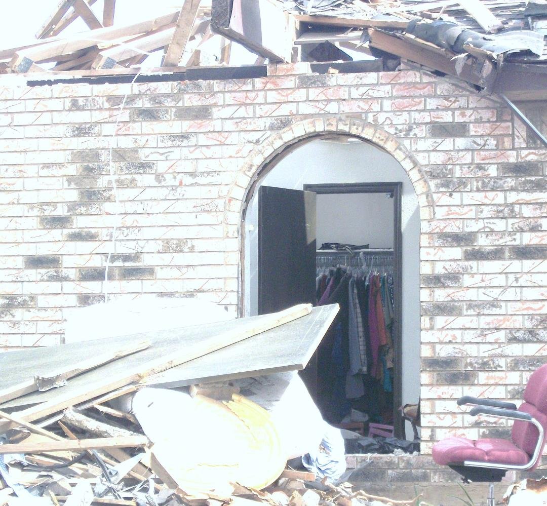 Check out the clothes still hanging in the closet