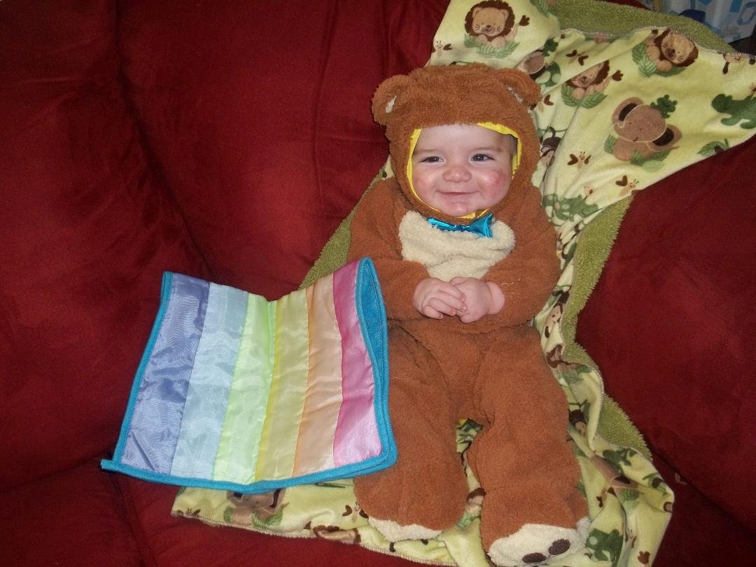 little man in his first Halloween costume. :) your mommy and daddy love you very much