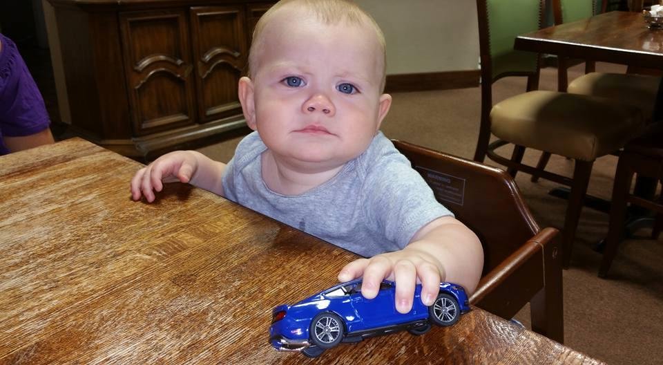 Notice the blue Mustang, gotta start em out early.
