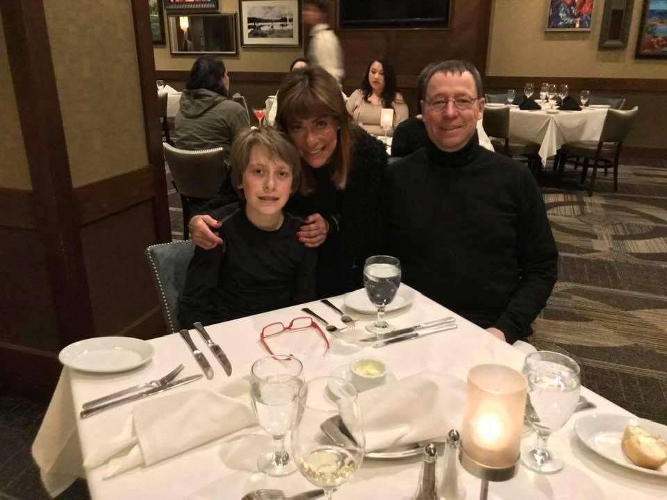 Last night at Ruth Chris Steak house with Grandson & Hubby