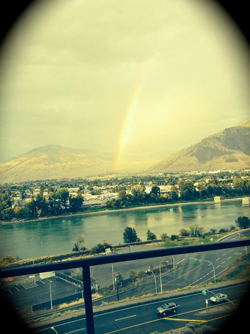 Rainbow over the river in Kamloops BC