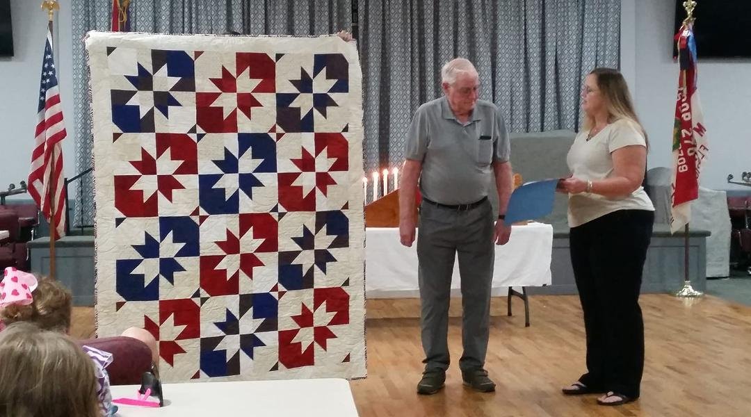 Frank Quinn awarded the Quilt of Valor at the Palm Coast Elks Lodge this evening.