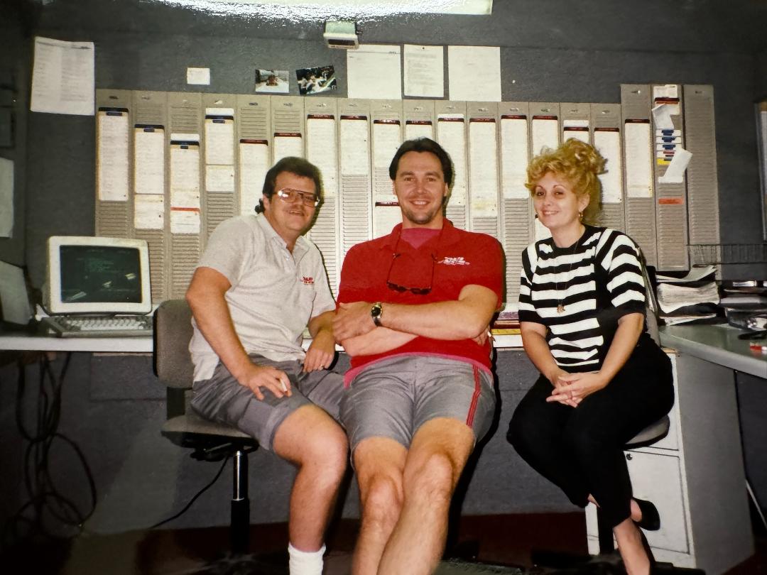 Not exactly sure what year this was. The DHL dispatchers back in the day. Late 80' early 90's. Looks like when the office was off of Maple in Des Plaines. Right to left. Karen La Capra, Larry Poplawski, and yours truly.