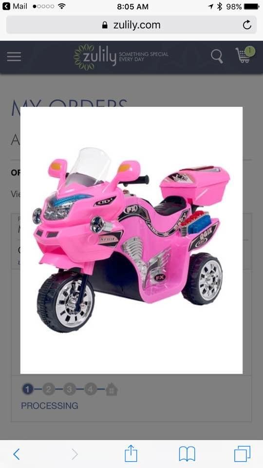 I shouldn't have but I did. Got this for my sweet little granddaughter Serenity for Christmas. Can't wait till next summer where we can ride our wheelers together.