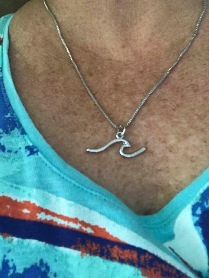Found a necklace of a WAVE from Ironlinx on line. Thought it was appropriate, but my mother would say it’s a ripple which she used to call me when I first joined the Navy.