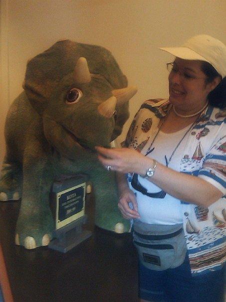 Tricia and friend at an Animal Kingdom giftshop...she thought of buying it, then decided it would be a little tough, stuffing that sucker into the overhead bin on the flight home!