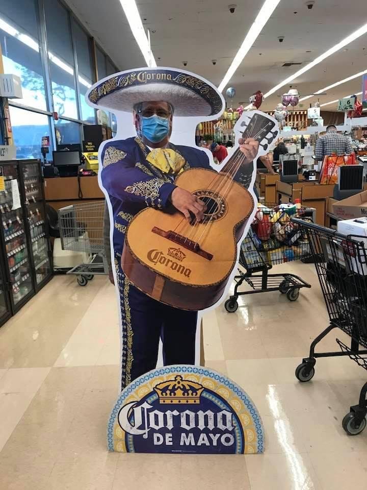 My first May 5th that requires a mask. I was surprised they had this set up at Ralph’s Market. It’s one of those cut outs with a hole for one’s face.