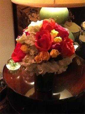I received this gorgeous flower arrangement today. It's my birthday. The card said, "Hoping to add some Happy to your day!!" Tons of Love, Andy & Teresa....Thank you my darlings for your thoughtfulness. However, I'm calling