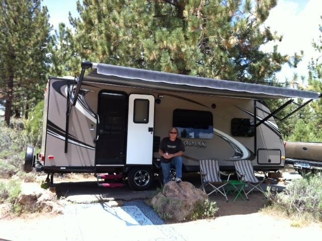 Breakin' in our new rig at Frenchman's Lake in Plumas National Forest...smaller than our last, but love it. We had a great time...lots of mule deer... 3 of them bedded down for the night close to our campsite...