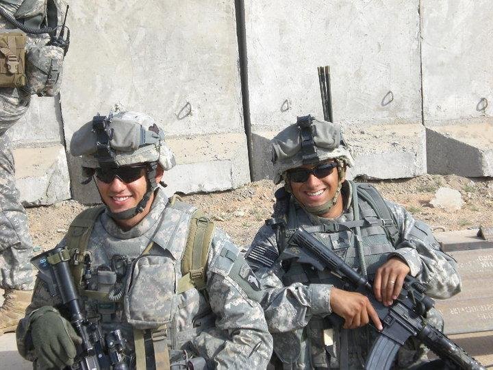 Jason (left) on second tour in Iskanderia, Iraq, near Babylon.