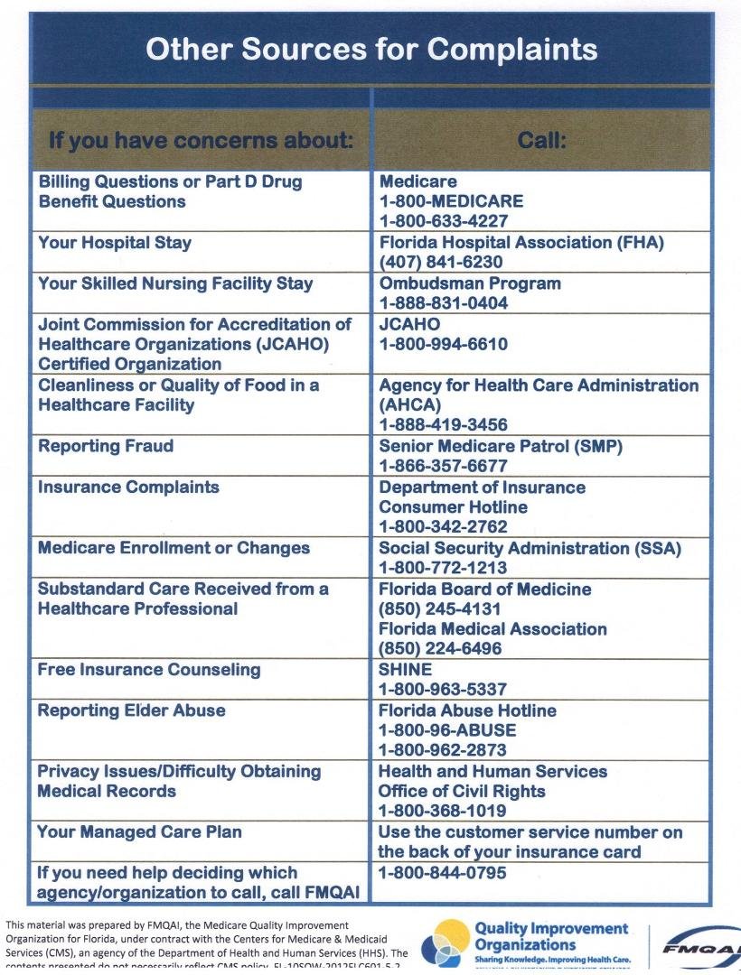 Sharing a source listing should you have any complaints re issues with any FLORIDA agency. Sharing, also with COPD/COAD Support
This was provided to me via mail along with a response that I received this afternoon, via