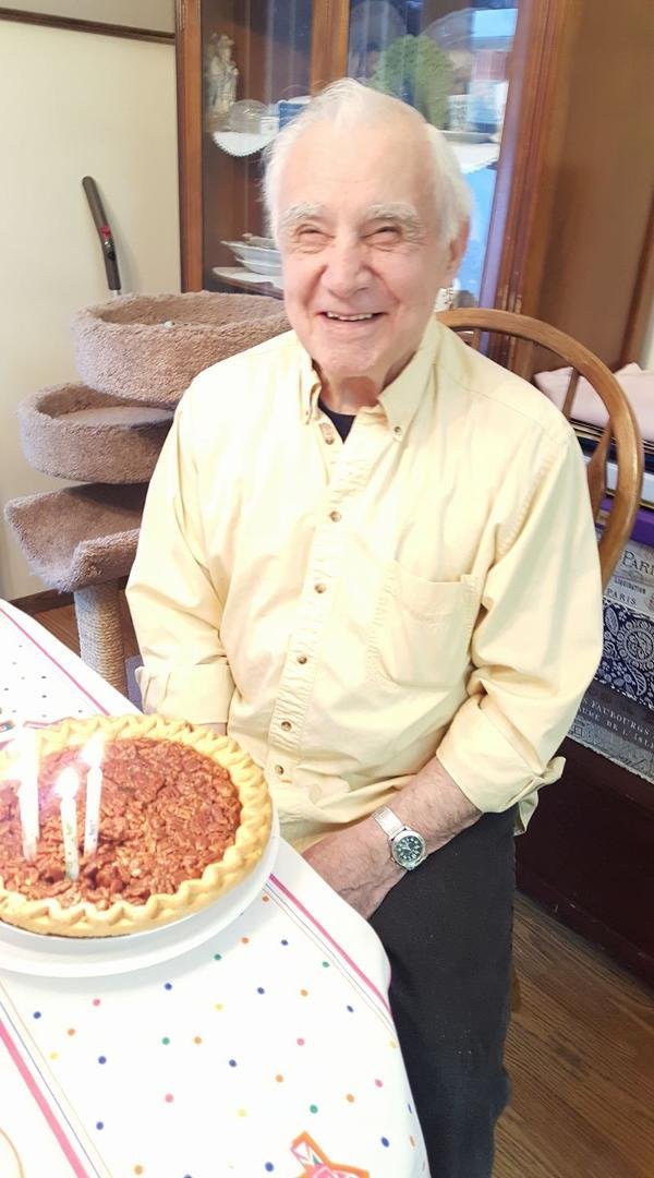Bruce and his Pecan birthday pie! 😊