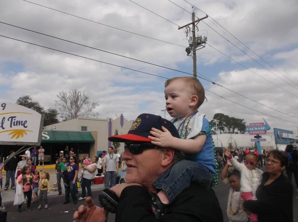 Grandson & me at parade in Metairie, Louisiana