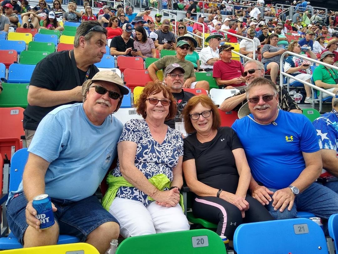 At Daytona today with Patrice, Mike & Mary Ellen Campbell. Having a great time.