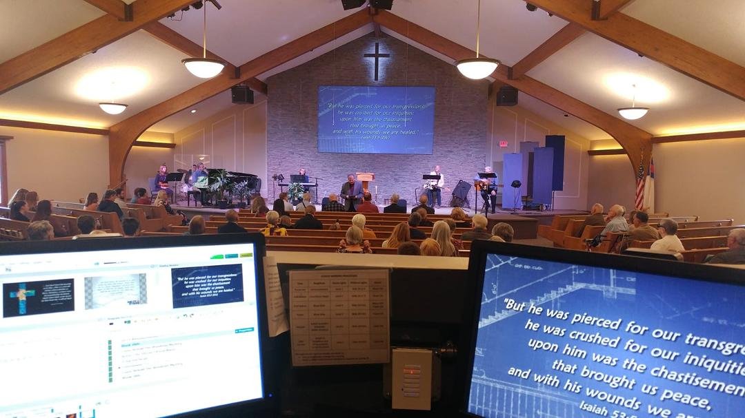 Came to monitor new audio system, ended up running projection, feels good, it was the beginning of a new plan which requires the singers to be confident with the operator for the advancement of the lyrics snd apparently i d