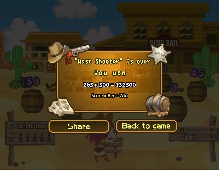 Bud Dausener played the "West Shooter" Bonus and won 132,500 coins in Let's Vegas! Come to join now!
