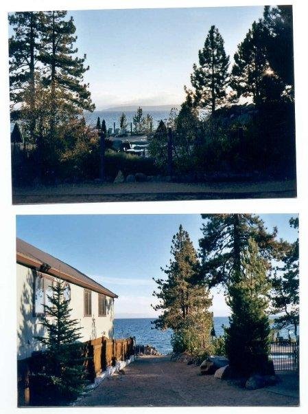 Pictures of Lake Tahoe from our timeshare porch - yes, that's snow on the ground in October. Beautiful body of water.