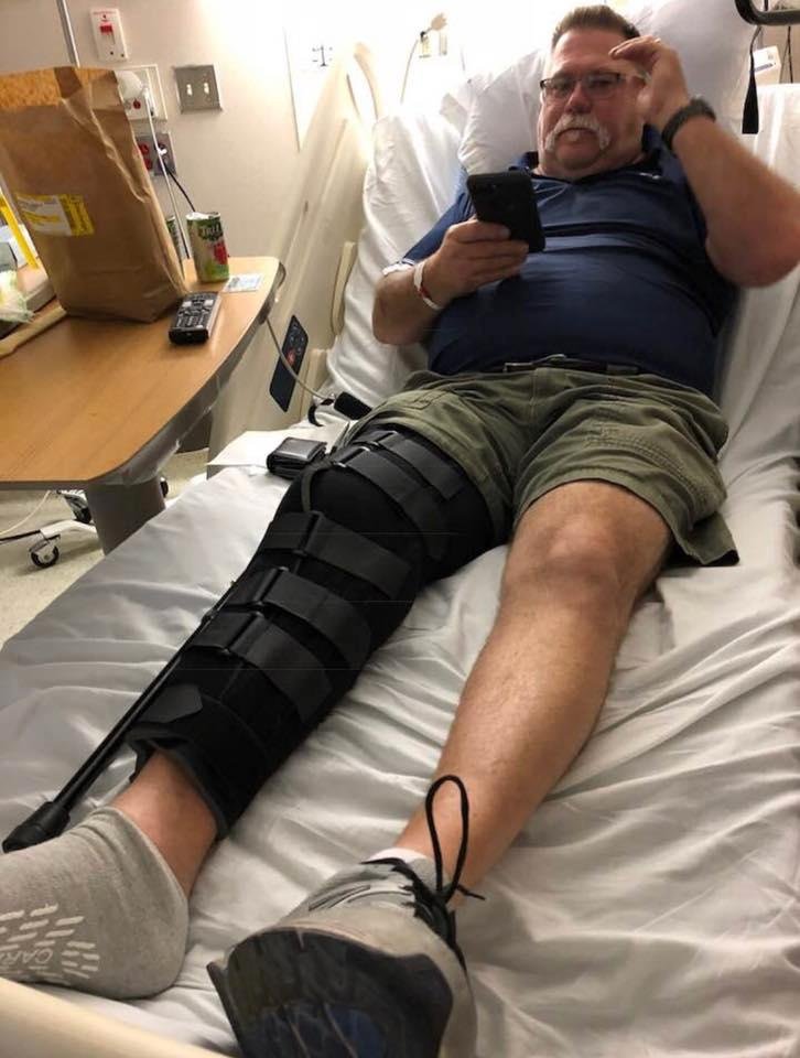 Within 4 days and After two separate ER visits with two separate hospitals for back issues, I then end up in the VA ER for a shattered leg bone and torn ACL and get admitted!
finally getting discharged from the VA and reali