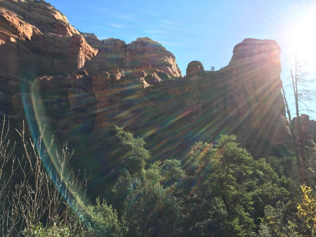 Sunday morning sunlight dripping onto beautiful Sedona, Arizona.