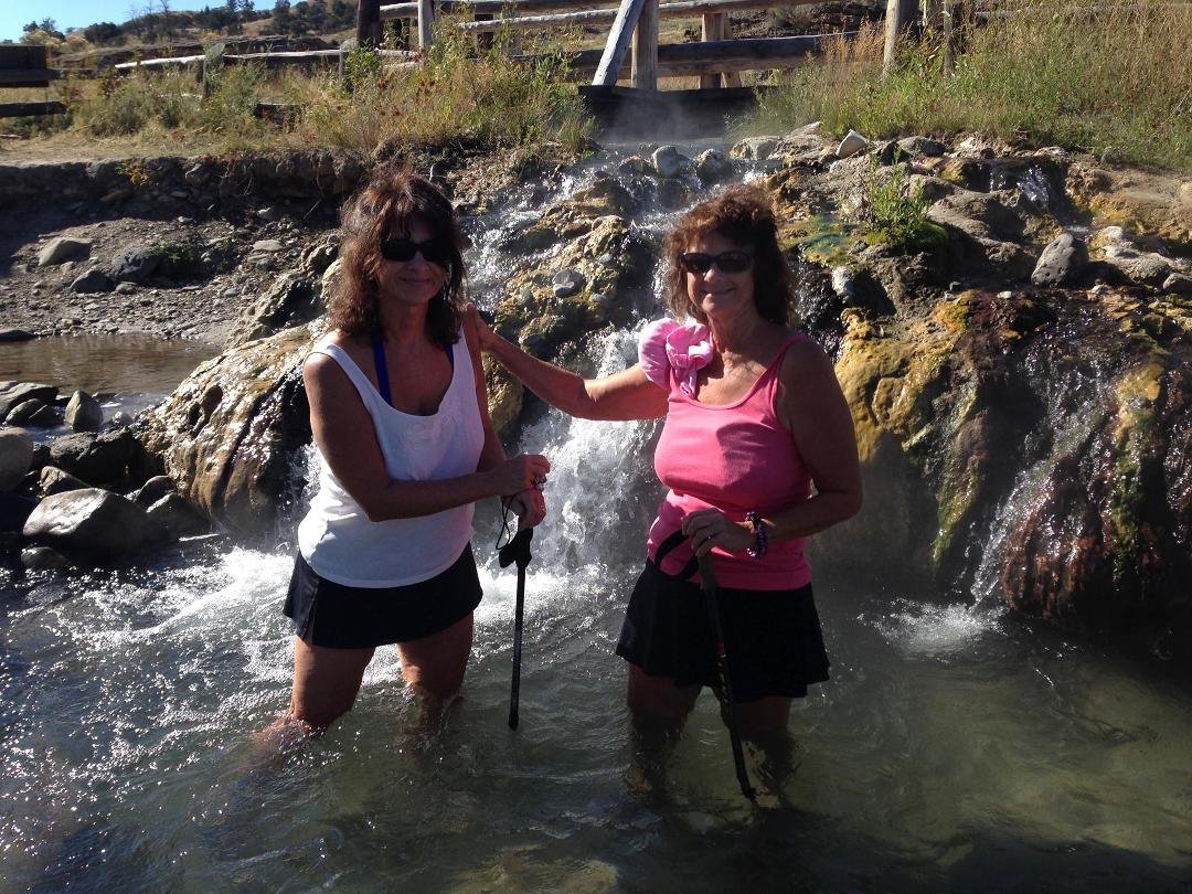 Teresa, Aileen and me at boiling river in yellow stone while the band plays at my house in Stehekin.