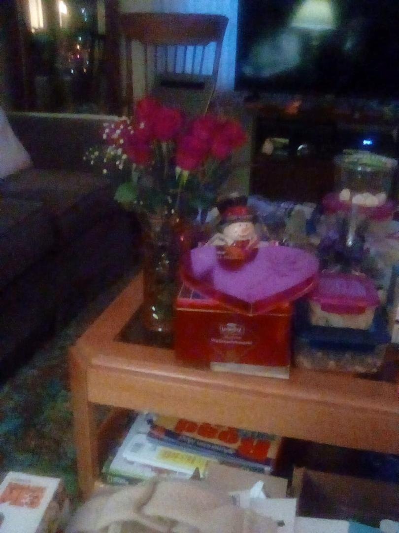Flowers and candy from Will! I am so blessed with two sons. Norm is cooking my dinner!