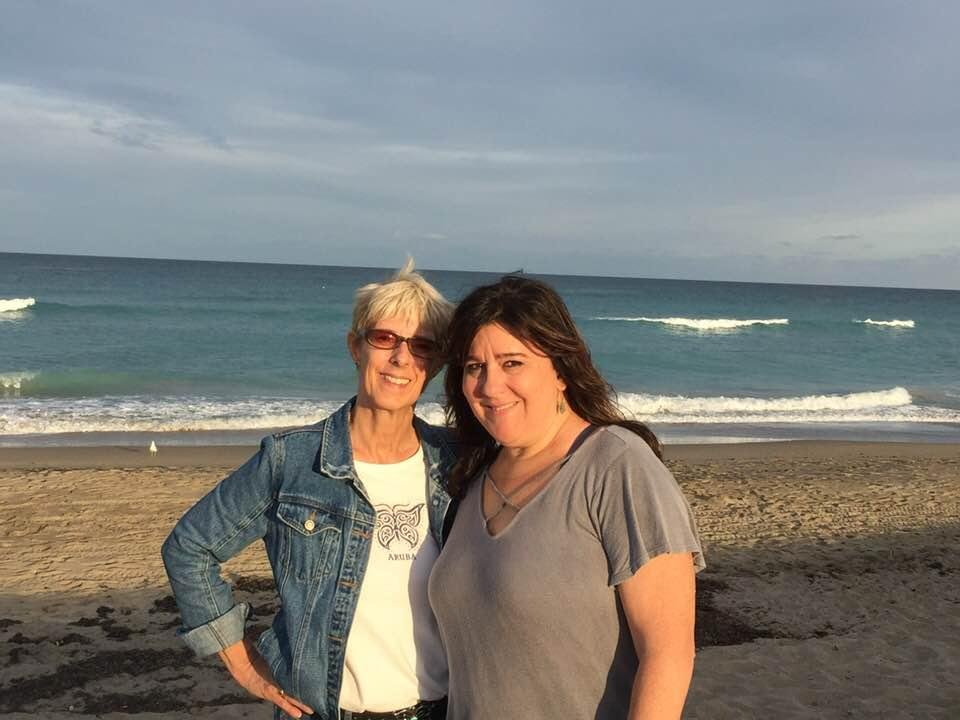 Marie Watson and Kay Tami at the beach