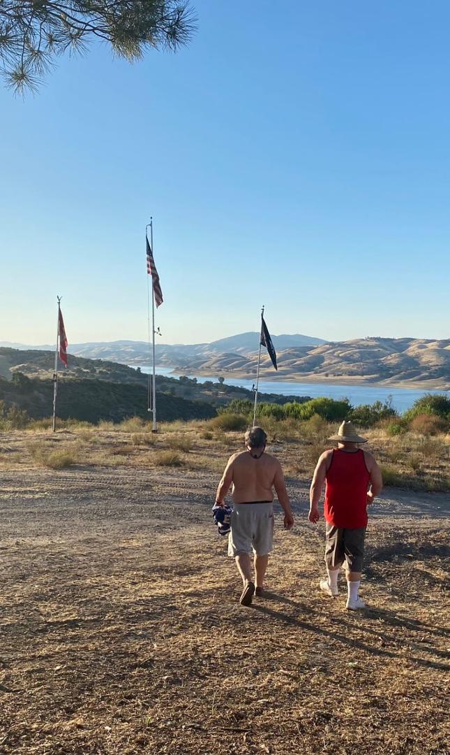 This is my self and my youngest son putting up our presidents flag AMEN GOD bless America!!!!!!