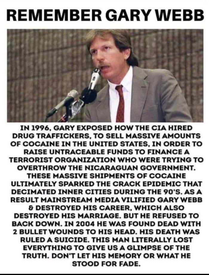 Who remembers #GaryWebb?
Btw, Webb was born in Corona, CA 🤨