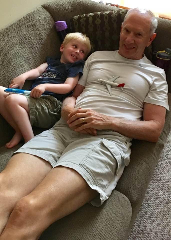 Oliver & me enjoying downtime with airplanes of course!