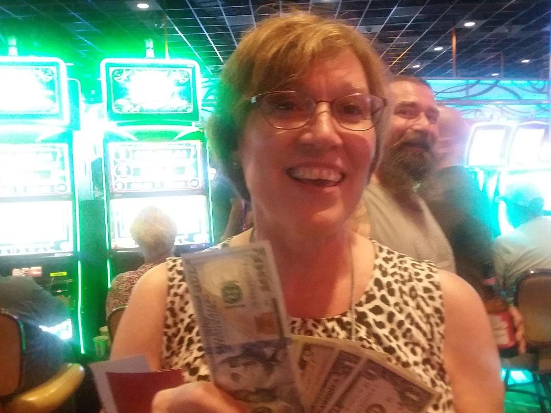 Signed up for Hoosier Park VIP status after the concert, get cards and $5 comp cash.  Beth turns it into $113 and change.  Thanks again, Raul!