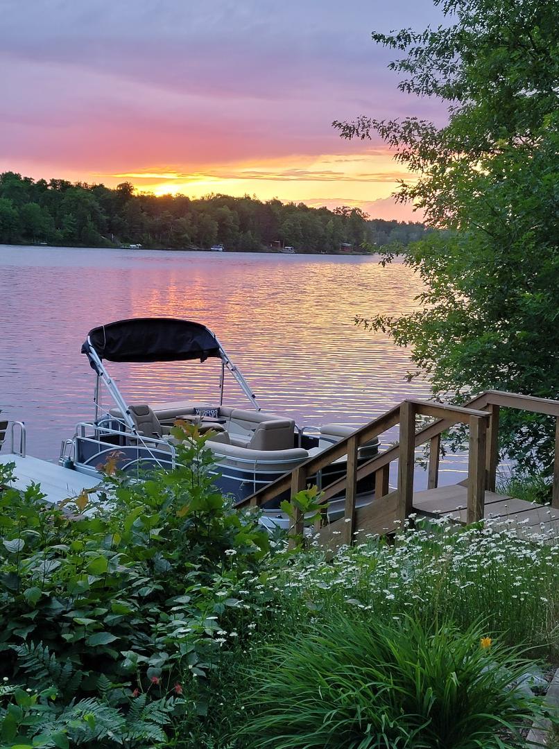 Just after a nice quiet ride with our grand girls tonight on Wood Lake. Girls did most of the driving.