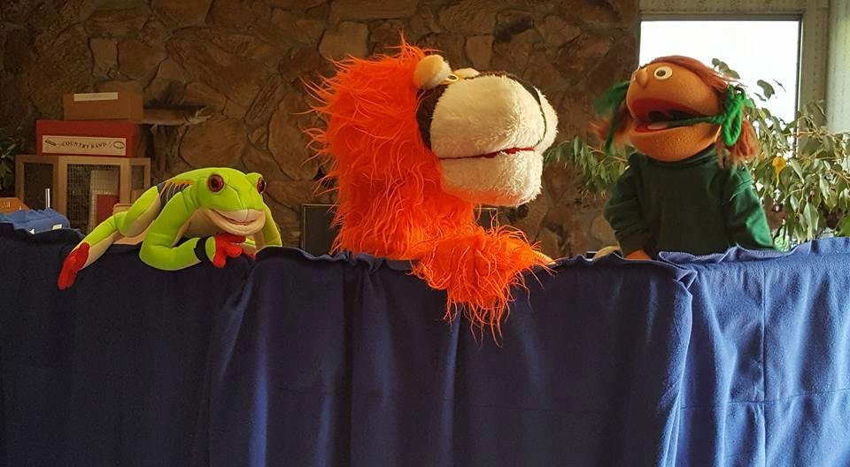 These intereting stuffed creatures came visiting again. Getting ready for a show at Oakland's Fairyland.