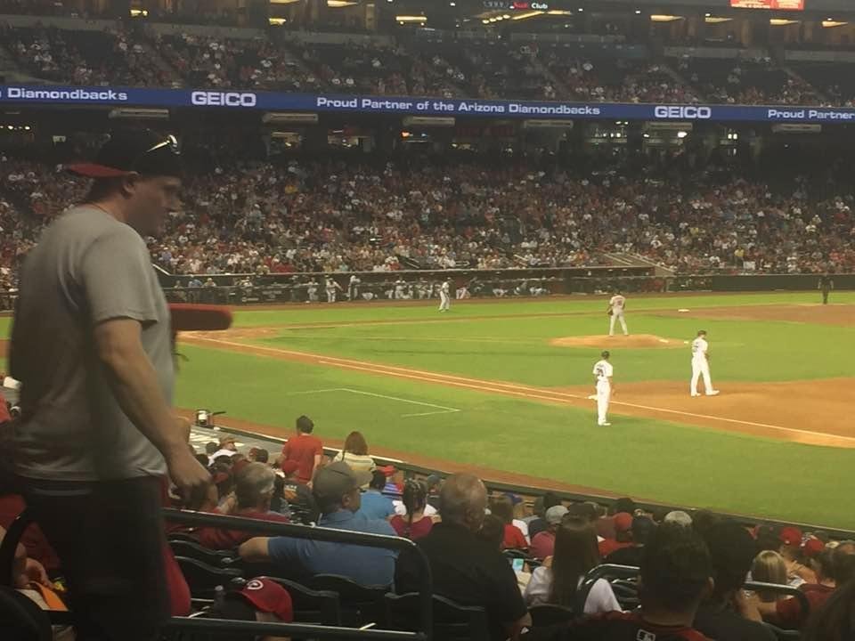 At Cardinals-d-backs game. Having some fun.