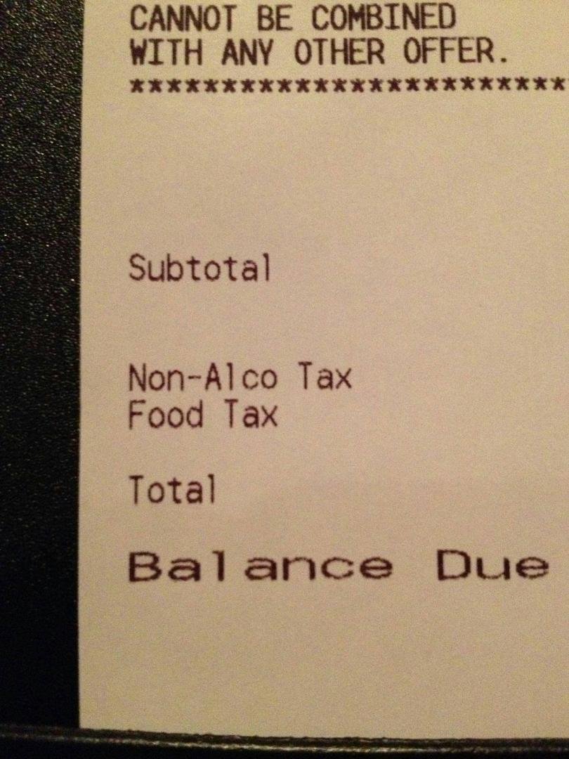 Guess our Governor is now charging us a tax for non alcoholic beverages. This receipt is from PF Chang's