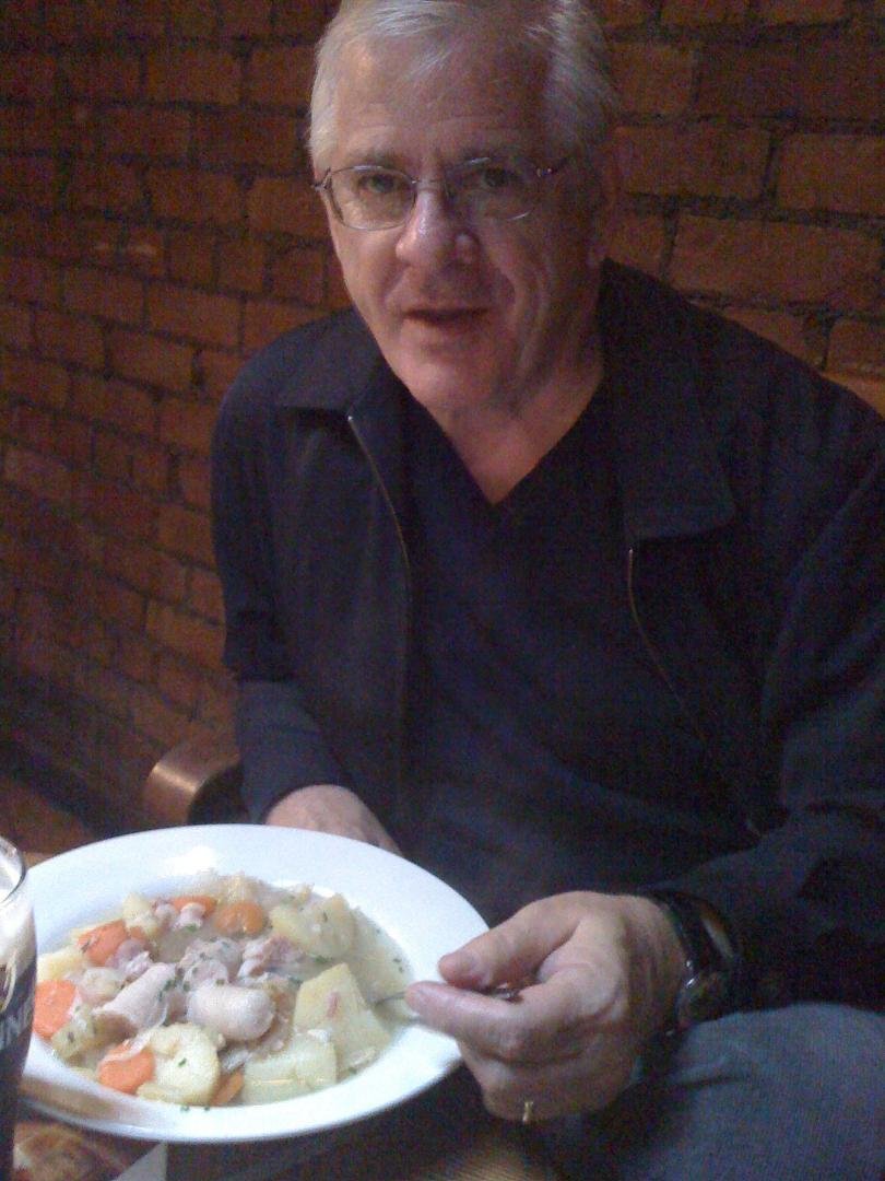 This is my brother-in-law Steve during our trip to Ireland. This is a picture of our first meal at an Irish pub.