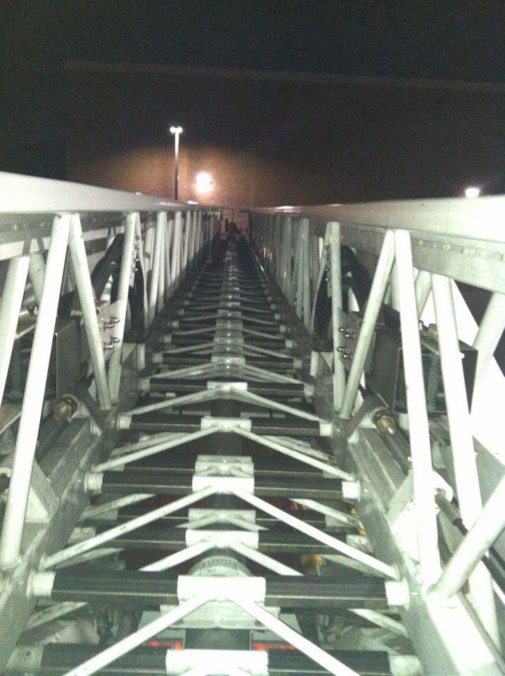 The ladder on top of the truck...