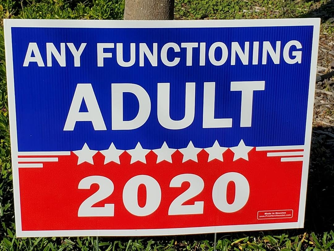 Found this on my walk. Eliminating trump by that standard.