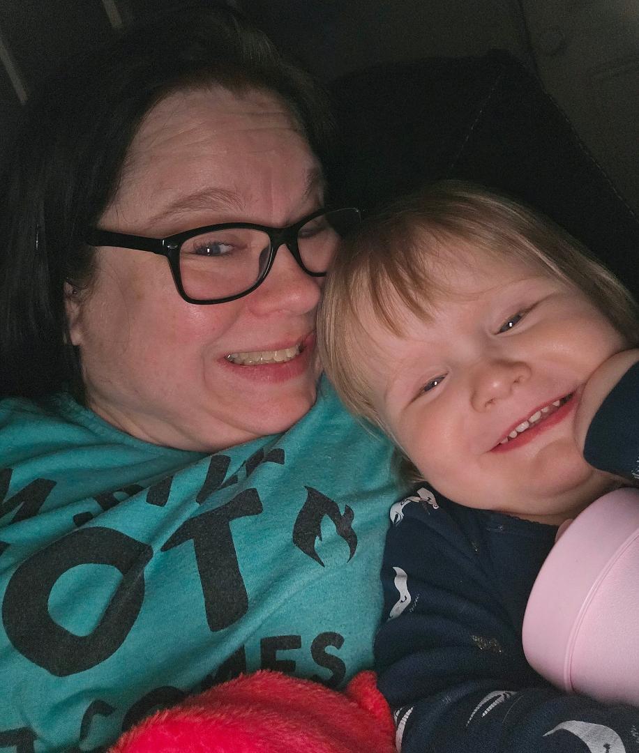 Snuggles with grandma and Velvet watching Maui aka Moana before we go night night. 🥰