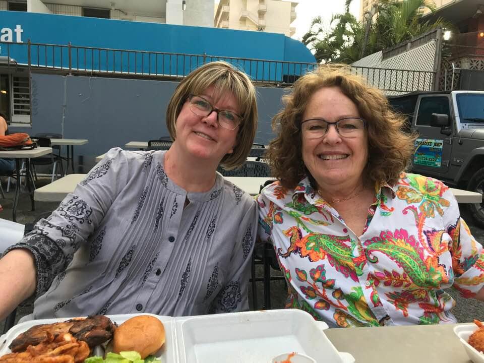 Sue and Jane dinner in Honolulu